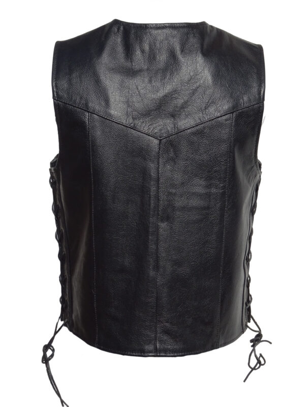 JTS Laced Sided Mens Leather Waistcoat - Image 2